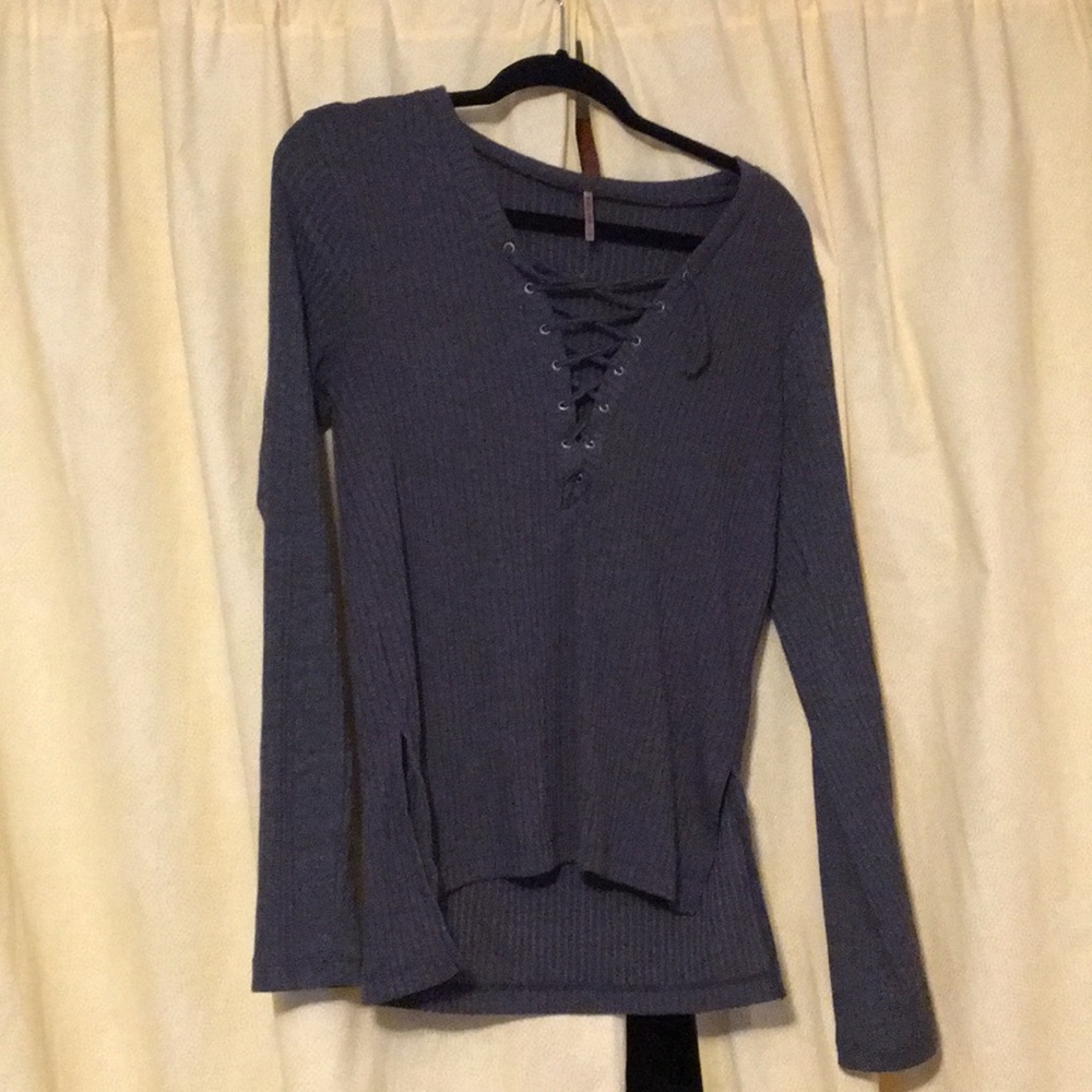 ribbed lace up top